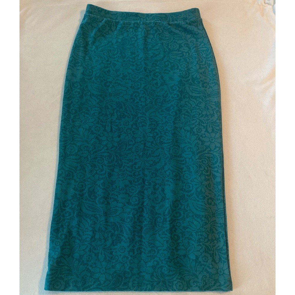 Bordeaux Straight Pencil Skirt Womens Size XS Green Floral Lined